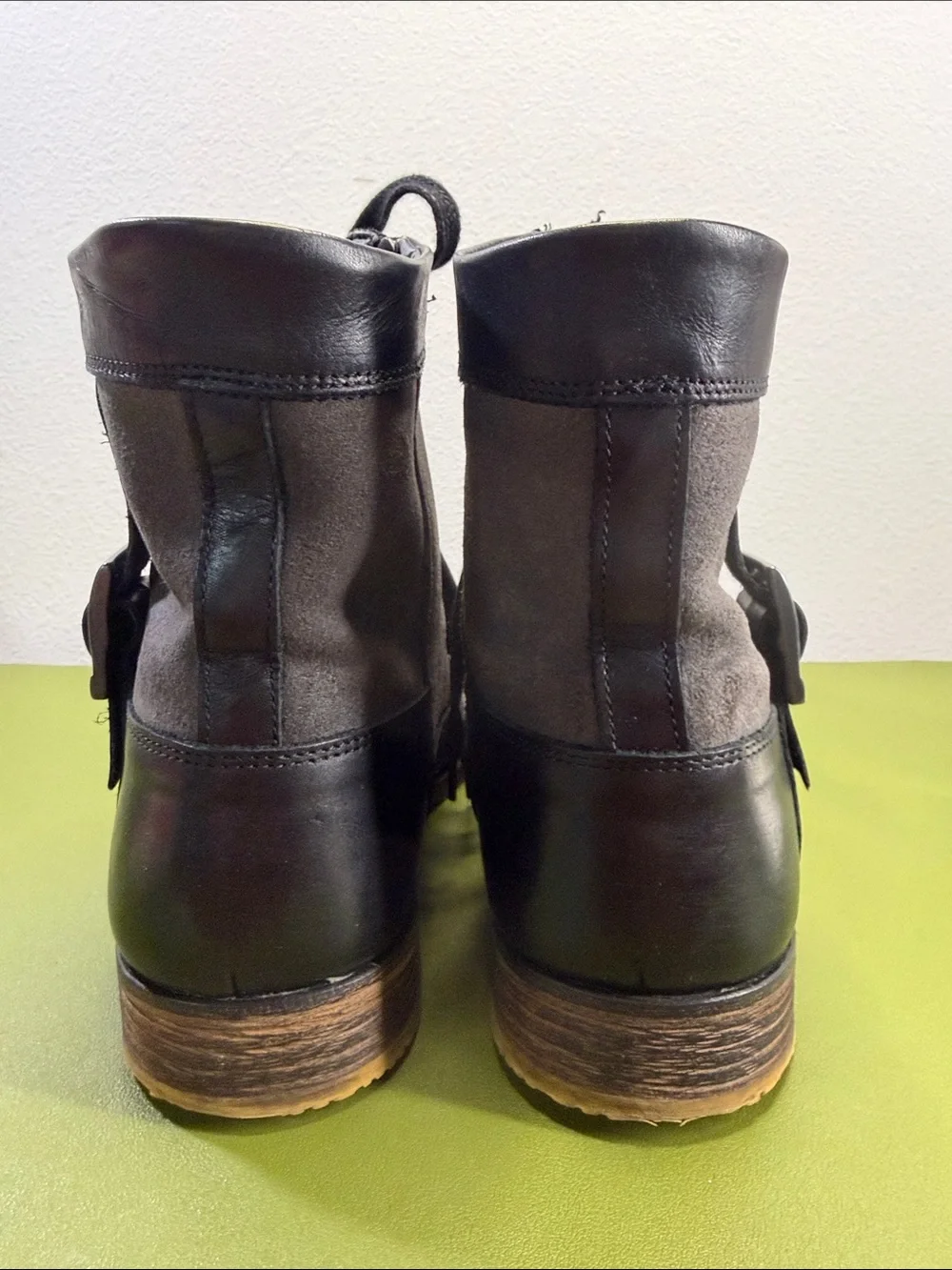 Steve Madden Black Leather Lace-Up Zip Combat Boots Size 12